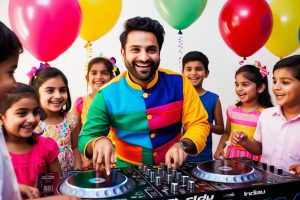 An image of indian dj in kids birthday party