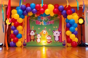 Kids birthday party stage decoration